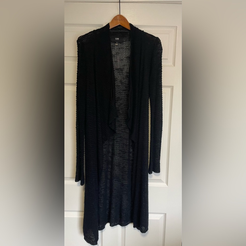 Line The Label black long open cardigan. Size Small.